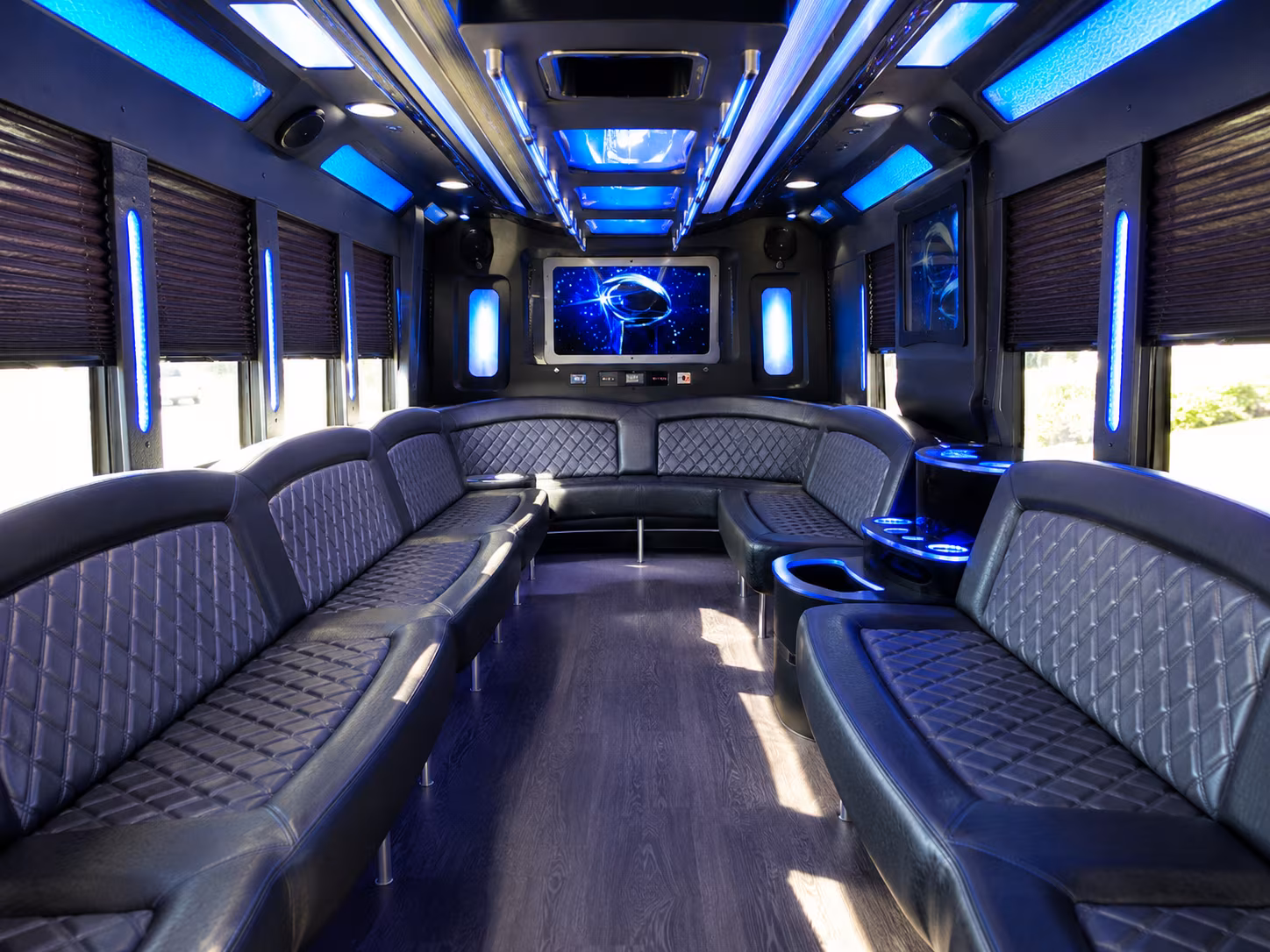 glendale 28 passenger party bus inside